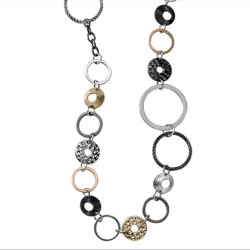 Lia Sophia Improv Mixed Metal Open Linked Circle Shaped Necklace